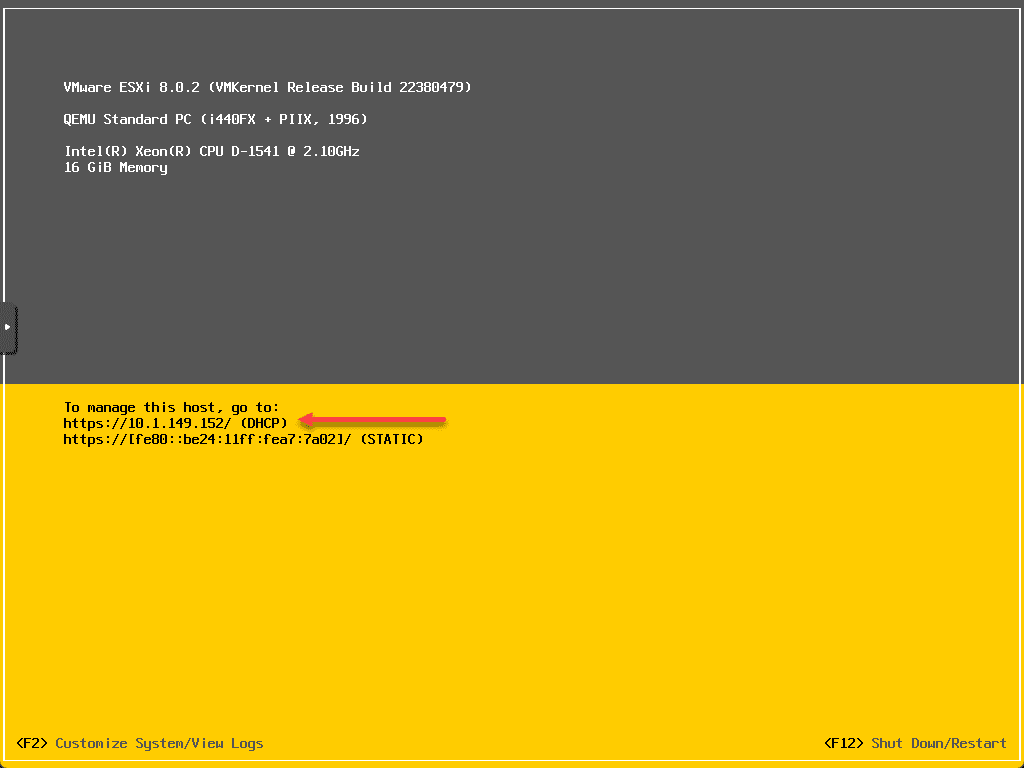 VMware esxi vm em proxmox inicializa e extrai corretamente um endereço dhcp