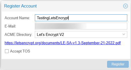 Registrando conta letsencrypt no proxmox