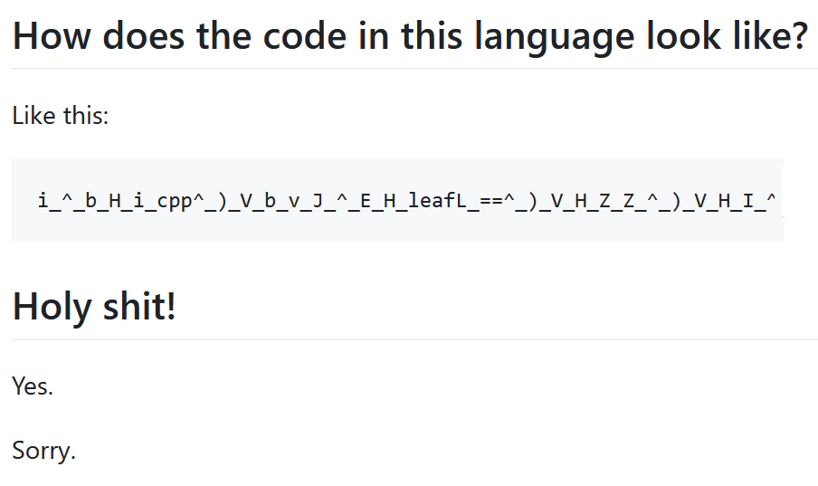 A linguagem de programação sem nome – trecho de código