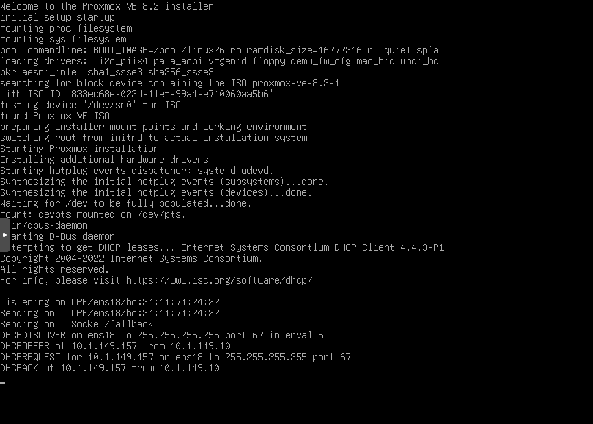 A instalação do proxmox obtém um endereço IP